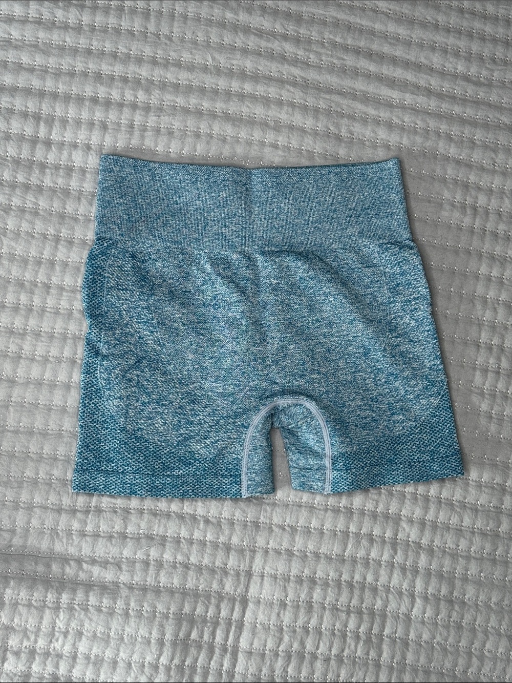 Seamless Heathered Light Blue Workout Shorts